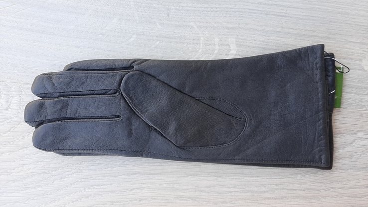 Женские черные демисезонные кожаные перчатки, фото №3