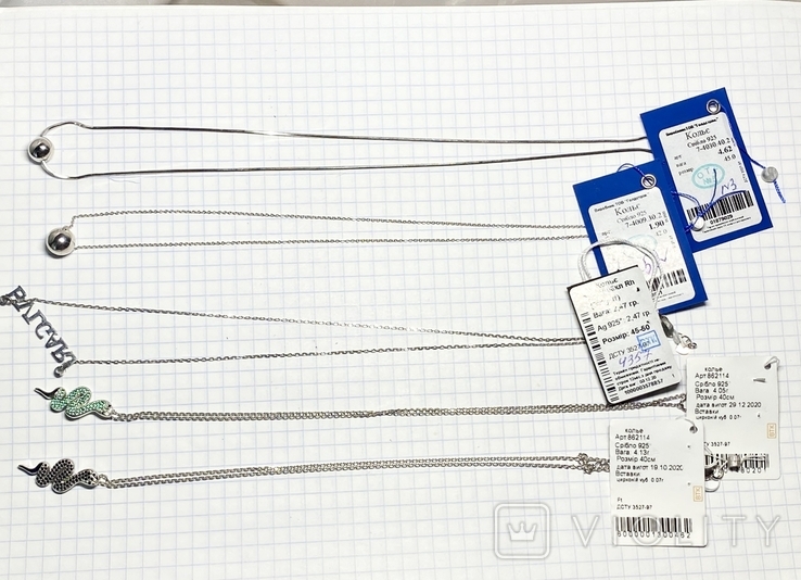 Серебряные колье 5 штук, фото №8