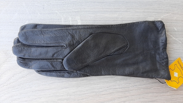 Женские черные демисезонные кожаные перчатки Romania(5), фото №3