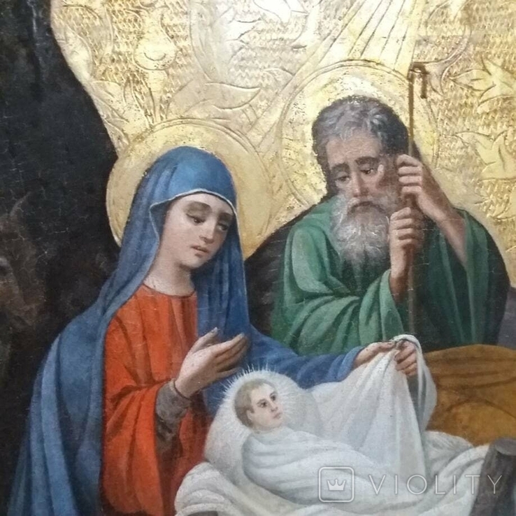 Ікона старовинна Різдво Ісуса Христа 57х49 см., фото №7