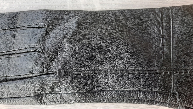 Женские черные демисезонные кожаные перчатки Romania(6), фото №3