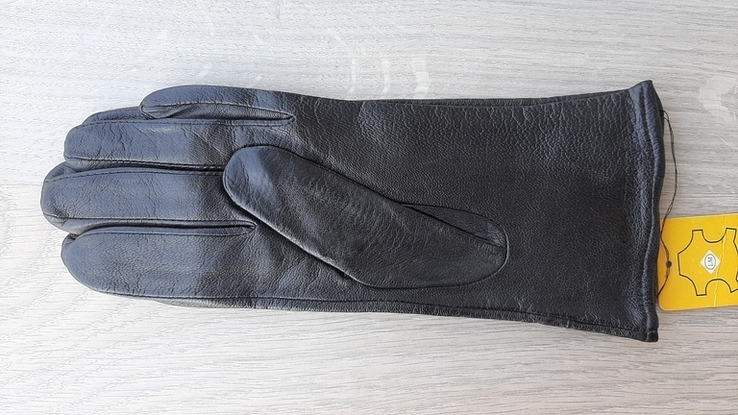 Женские черные демисезонные кожаные перчатки Romania(6), фото №4