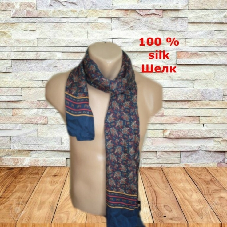  Шелковый 1,55*28 см Элегантный мужской шарф кашне двойной шелк в принт, фото №2