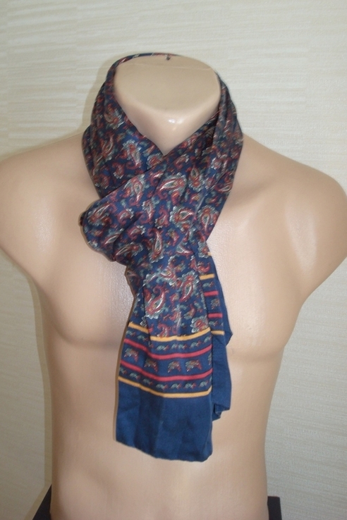  Шелковый 1,55*28 см Элегантный мужской шарф кашне двойной шелк в принт, фото №4