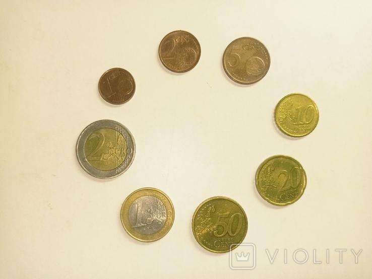 Набор монет евро 1цент-2 евро 8 монет Австрия старая карта, фото №3