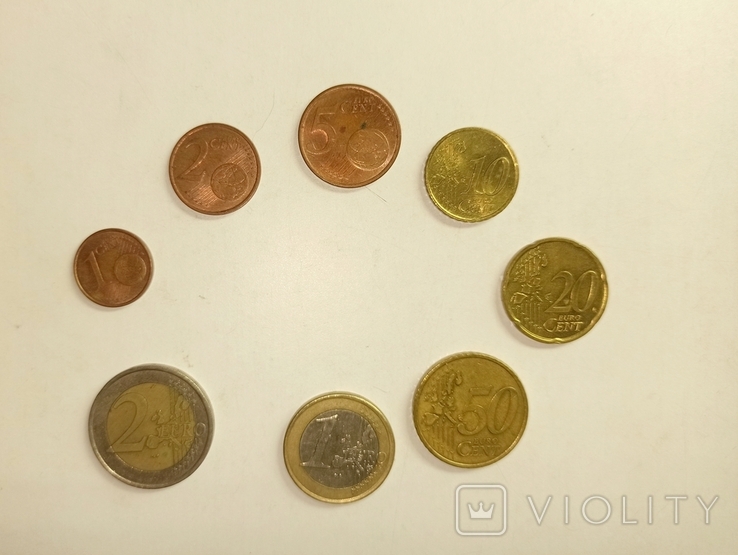 Набор монет евро 1 цент-2 евро 8 монет Франция старая карта, фото №3