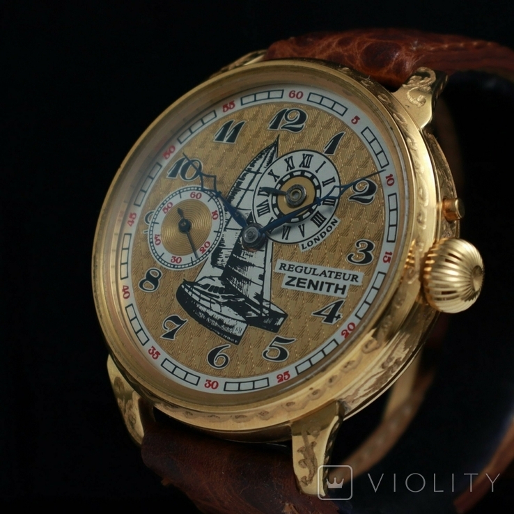 Чоловічий годинник регулятор Wаndolec з вінтажним механізмом Зеніт Zenith Швейцарія