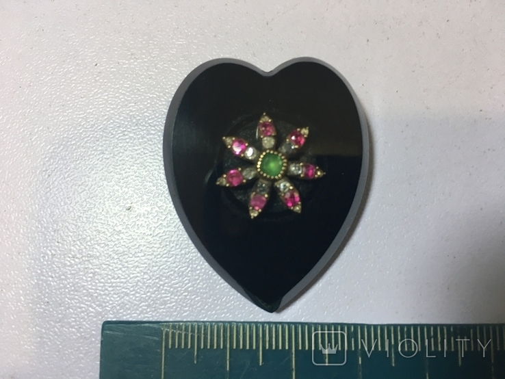 Антикварна брошка Black Heart 19,3 грама, фото №2