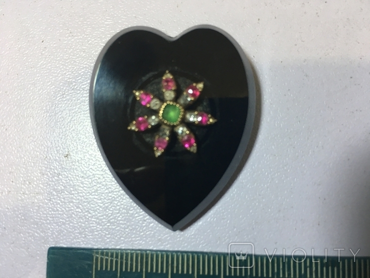 Антикварна брошка Black Heart 19,3 грама, фото №3