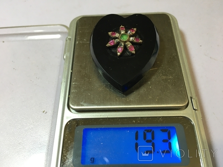 Антикварна брошка Black Heart 19,3 грама, фото №9