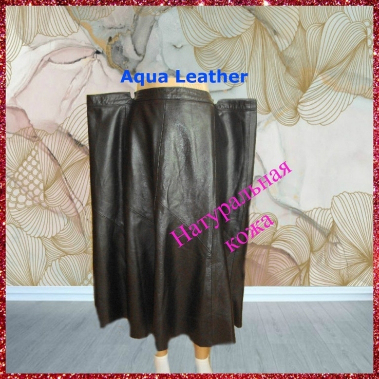 Aqua Leather Шикарная Кожаная батальная юбка из мягкой кожи черная, фото №2