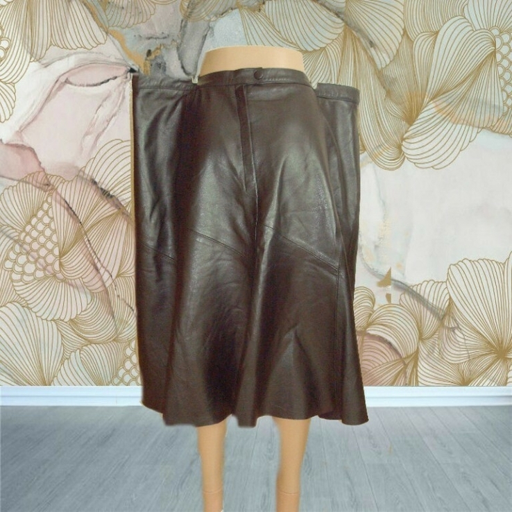 Aqua Leather Шикарная Кожаная батальная юбка из мягкой кожи черная, photo number 4