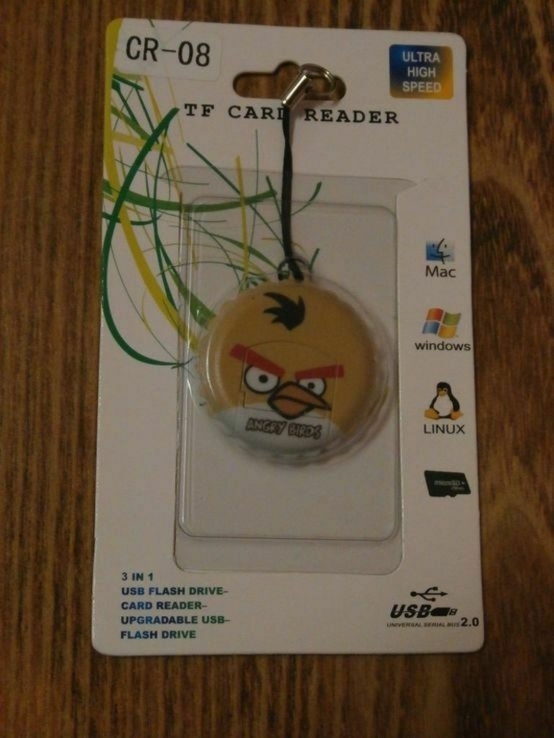 Переходник USB card reader micro SD Angry bird USB картридер, numer zdjęcia 2