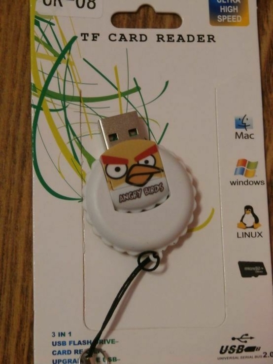 Переходник USB card reader micro SD Angry bird USB картридер, numer zdjęcia 4