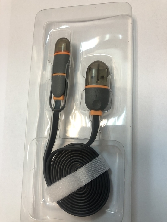 Usb кабель 2в1, зарядное, шнур для Iphone, samung, фото №4