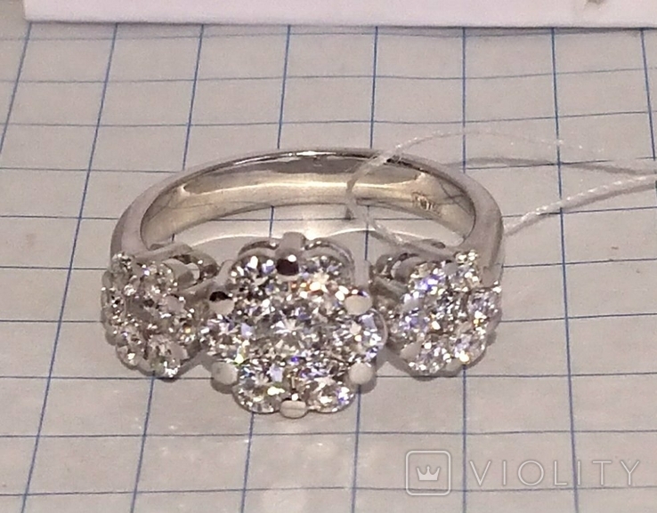 Кольцо Бриллиантовый венок бриллианты на 1,07Ct золото 750 16,5р, фото №6