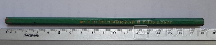 Карандаш простой "Конструктор ТМ" Твёрдо мягкий.1988 г. С трещинкой.26-08. /Бх 9/., фото №2