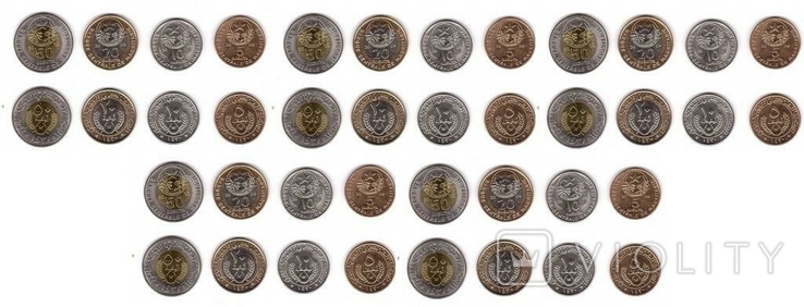 Mauritania Mauritania - 5 pcs x 4 coins 5 10 20 50 Ouguiya (20+50 bimetall) 2009 - 2010 a, photo number 2