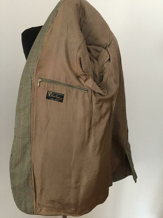 Шерстяной пиджак в клетку vintage oversize клетка жакет блейзер, фото №4
