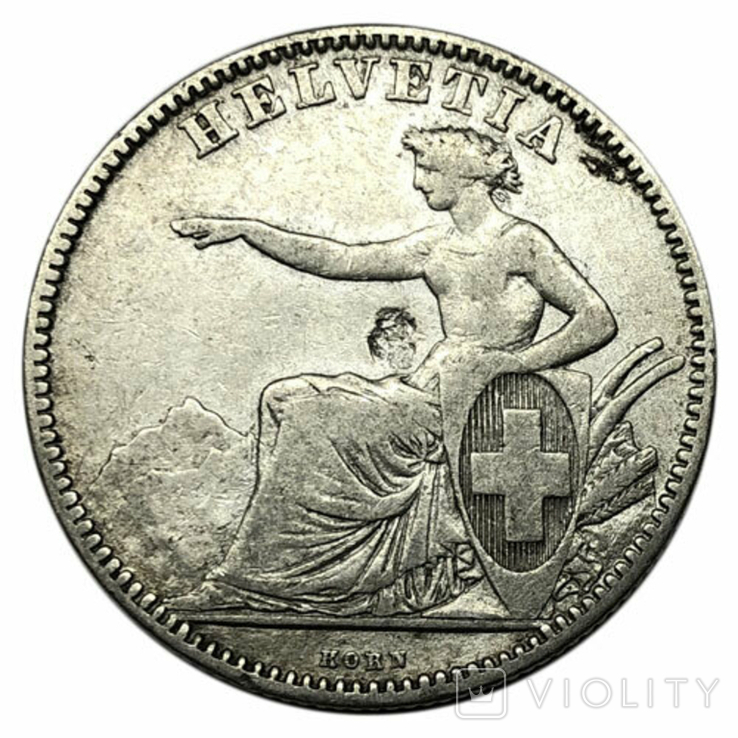 2 франка 1863 года. Швейцария, photo number 3