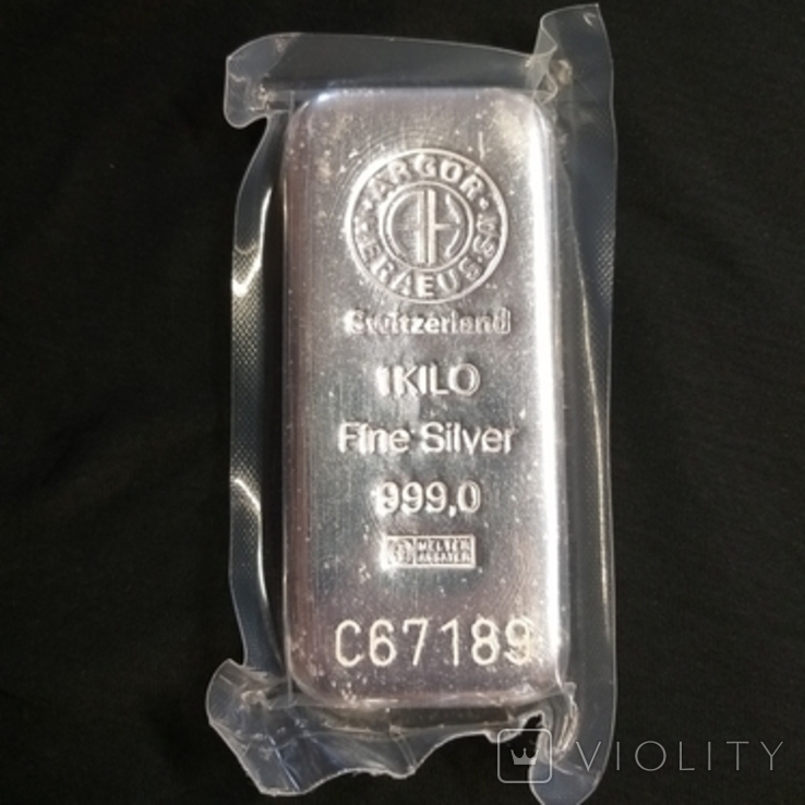 1 кг. серебра ARGOR 999,0 пробы. Швейцария.