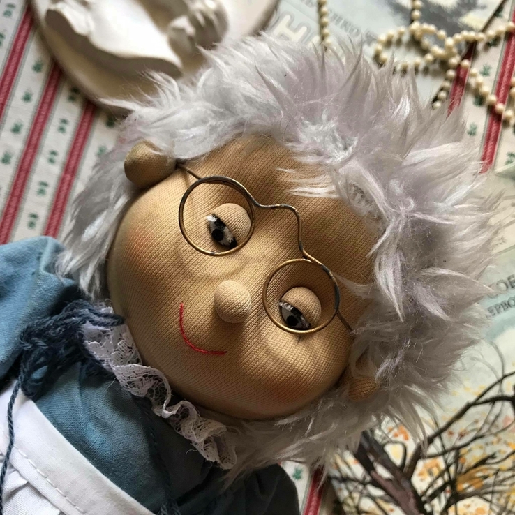 Шикарная интерьерная игрушка кукла бабушка ретро винтаж ручная работа 34 см, фото №5