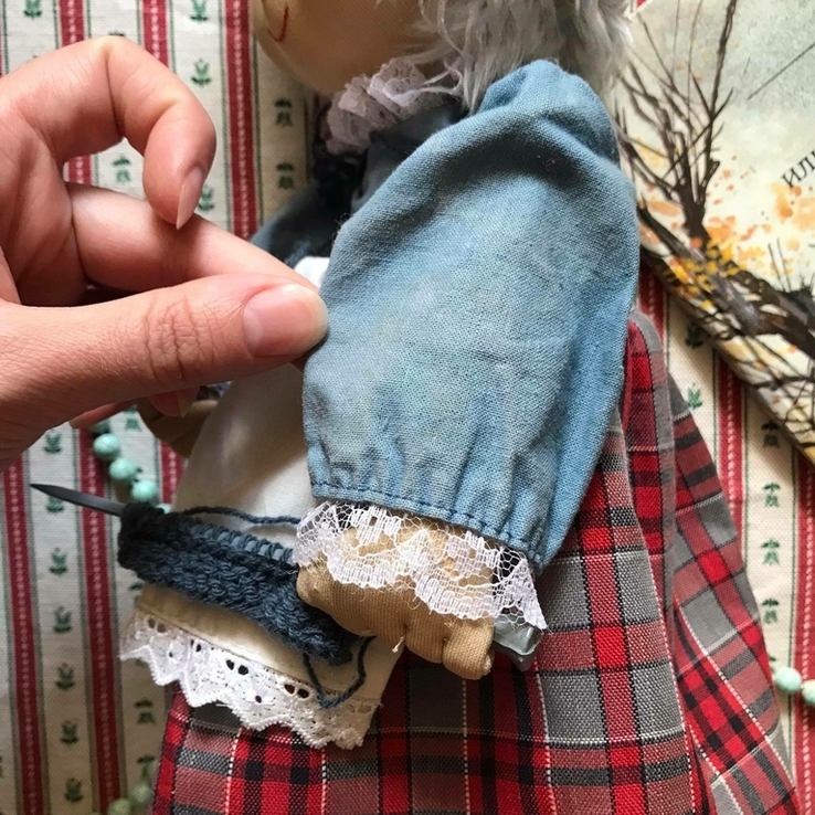 Шикарная интерьерная игрушка кукла бабушка ретро винтаж ручная работа 34 см, numer zdjęcia 6