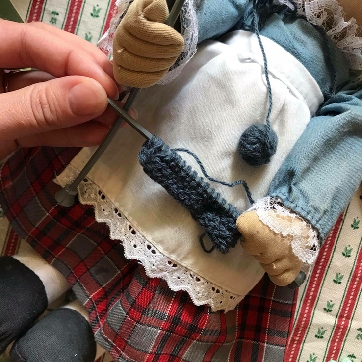 Шикарная интерьерная игрушка кукла бабушка ретро винтаж ручная работа 34 см, фото №7