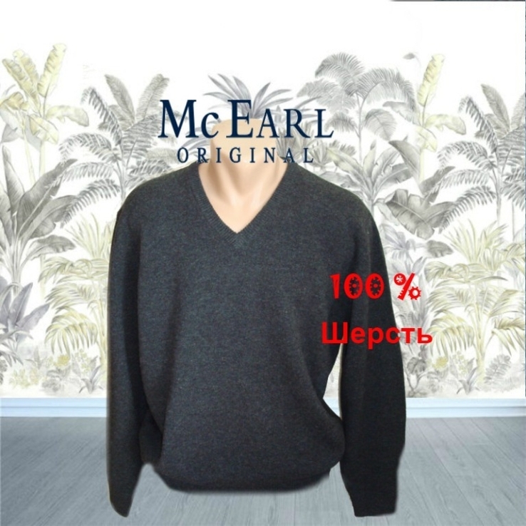 Mc Earl Шерстяной Теплый мужской пуловер графит меланж 50, photo number 2