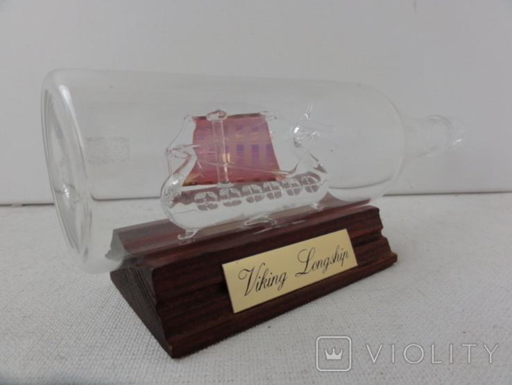 Модель парусника из стекла в бутылке Viking Longship Великобритания, фото №2