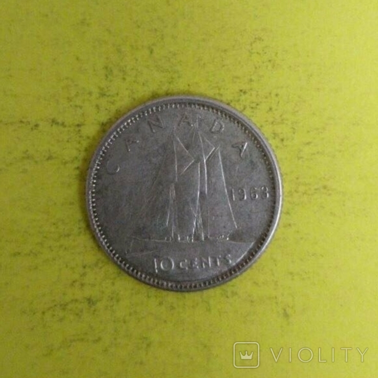 Канада 10 центов, 1963р. Срібло., фото №3