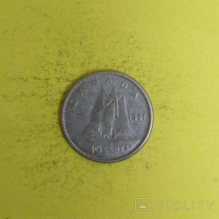 Канада 10 центов, 1957р. Срібло., фото №3