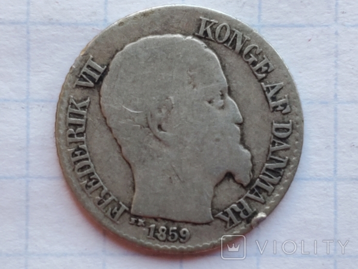 Датская Вест Индия,5 центов 1859 г.,серебро.
