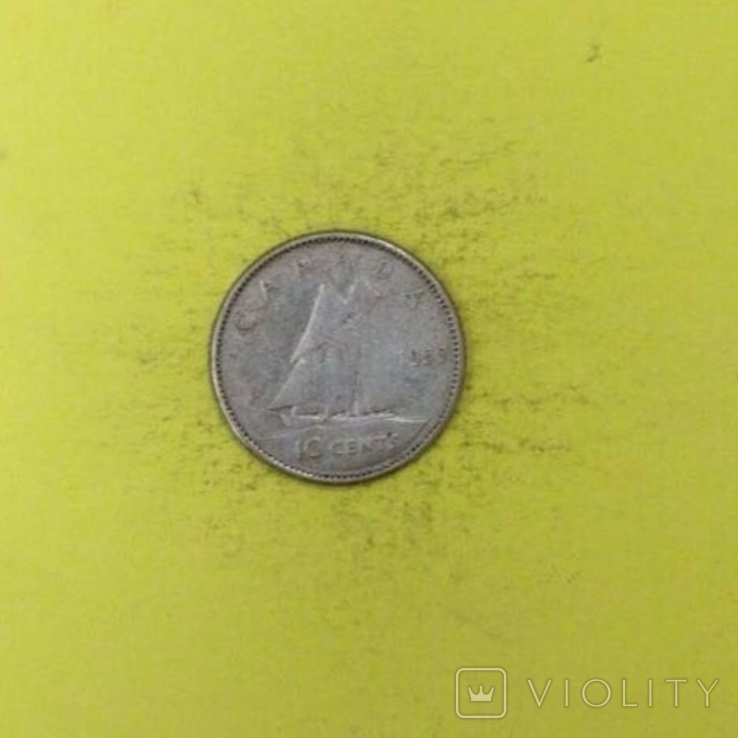 Канада 10 центов, 1959р. Срібло., фото №2