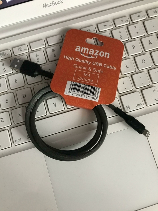 Кабель, шнур, зарядка, лайтинг Apple Lightning USB 1 м. Amazon. iPhone, photo number 2