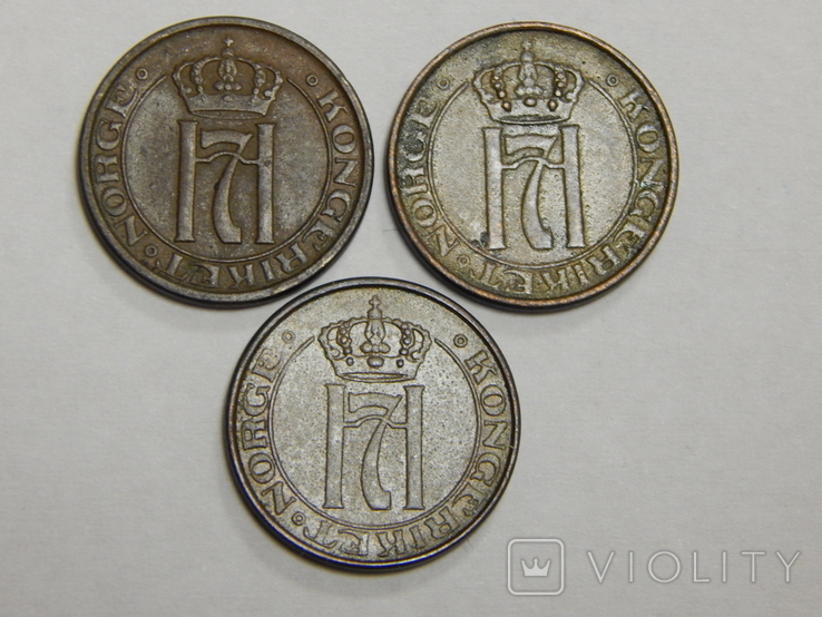 3 монеты по 1 оре, Норвегия