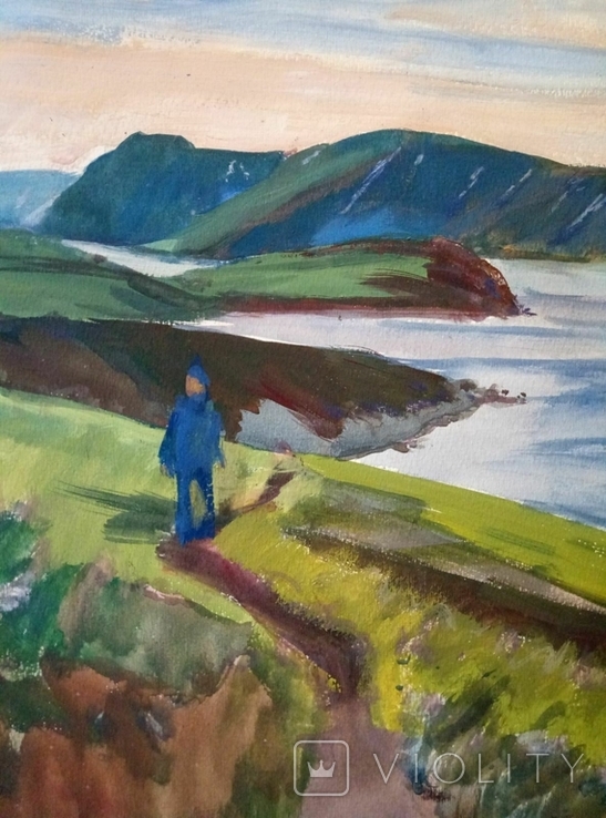 Картина 100х70 "Залив Лаврентия Чукотка" Худ. Грибок Д. К. 1985г, фото №7