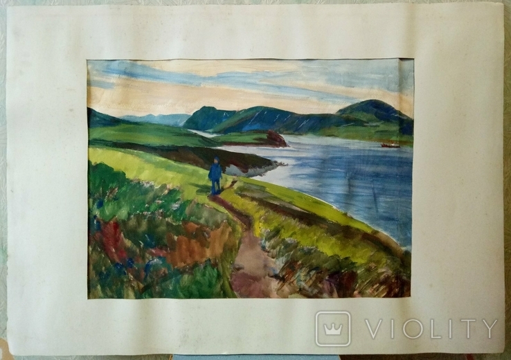 Картина 100х70 "Залив Лаврентия Чукотка" Худ. Грибок Д. К. 1985г, фото №9