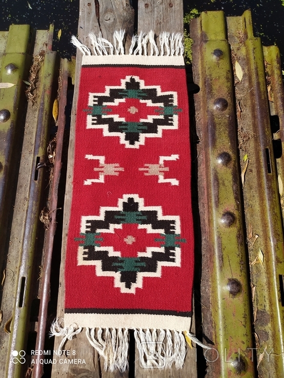 Шерстяной этнический карпатский коврик ручной работы, фото №2