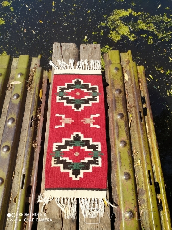 Шерстяной этнический карпатский коврик ручной работы, фото №3