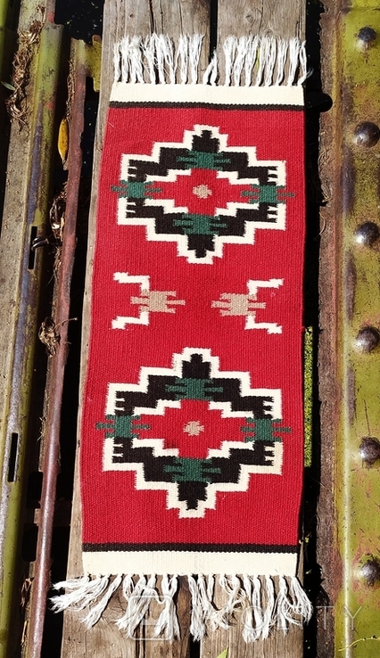Шерстяной этнический карпатский коврик ручной работы, фото №4