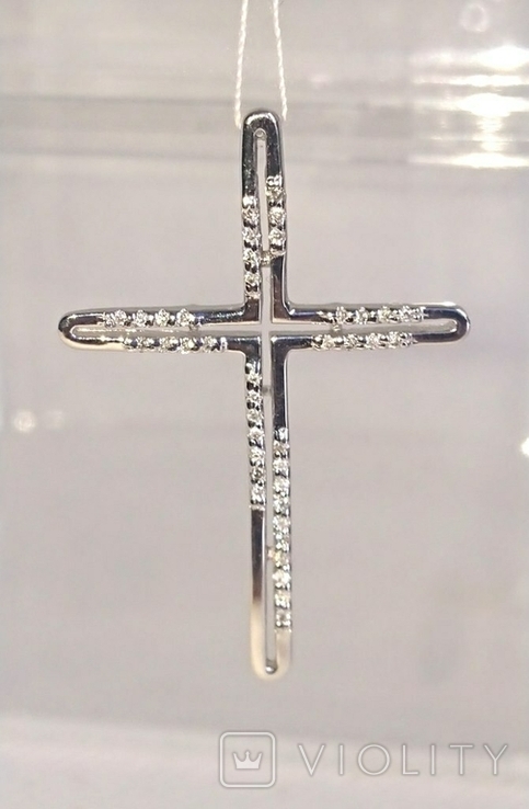 Крестик Хрестик Сага бриллианты діамант белое золото 585 Р-р 2,5х3,5 см, фото №2
