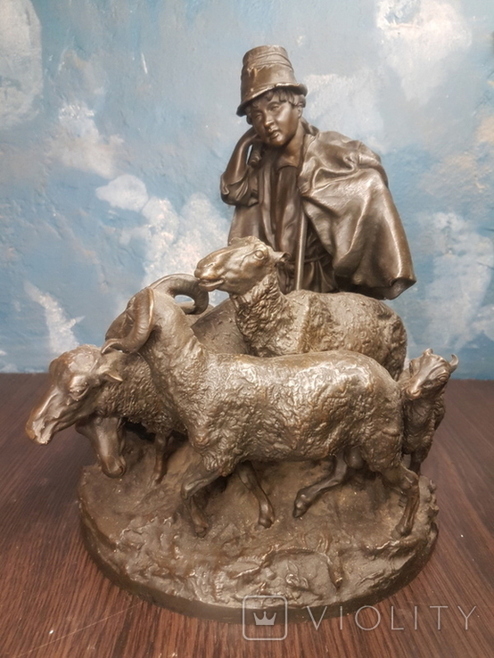 Редкая скульптура Е.Лансере 1871год. Мальчик-пастух