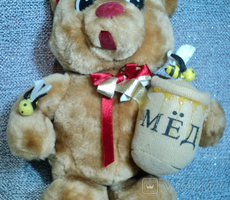 Мягкая игрушка медведь с бочкой меда, фото №4