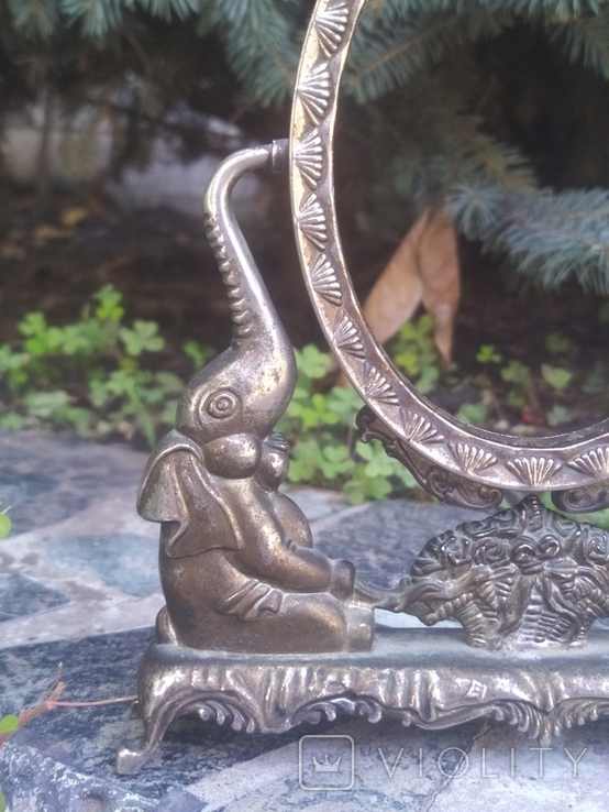 Антикварная Рамка рама для зеркала, фотографии серебрение Слоны тяжелый металл Франци, фото №3