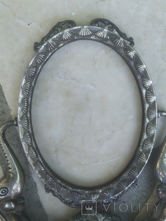 Антикварная Рамка рама для зеркала, фотографии серебрение Слоны тяжелый металл Франци, photo number 8