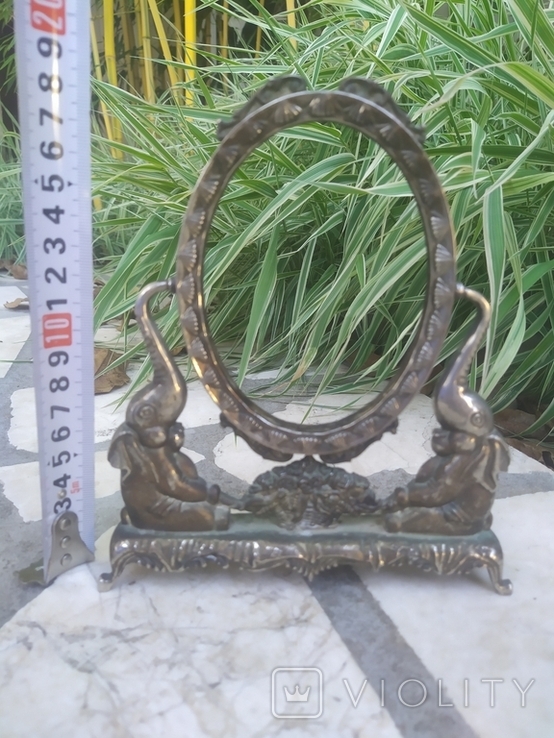 Антикварная Рамка рама для зеркала, фотографии серебрение Слоны тяжелый металл Франци, фото №13