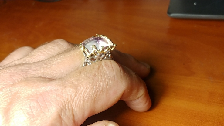 Серебряное кольцо с аметрином 18 размер, фото №4