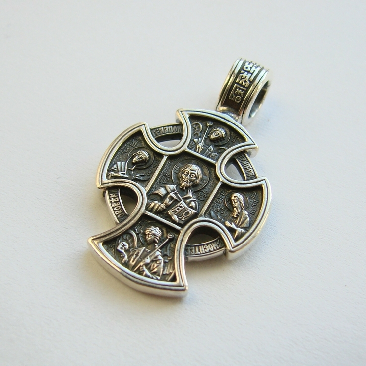 Православный серебряный (925) крест Господь Вседержитель. Ангел Хранитель, photo number 4