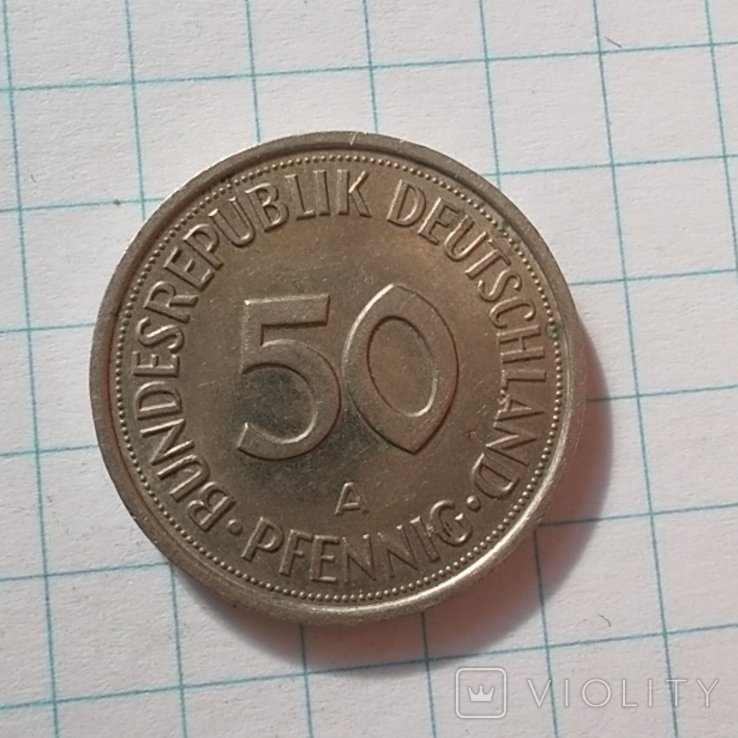 Германия. ФРГ 50 пфеннигов, 1990 "А", фото №2
